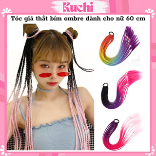 Tóc giả thắt bím ombre, tóc tết giả, tóc biểu diễn dành cho nữ 12 bím, 60 cm nhiều màu sắc