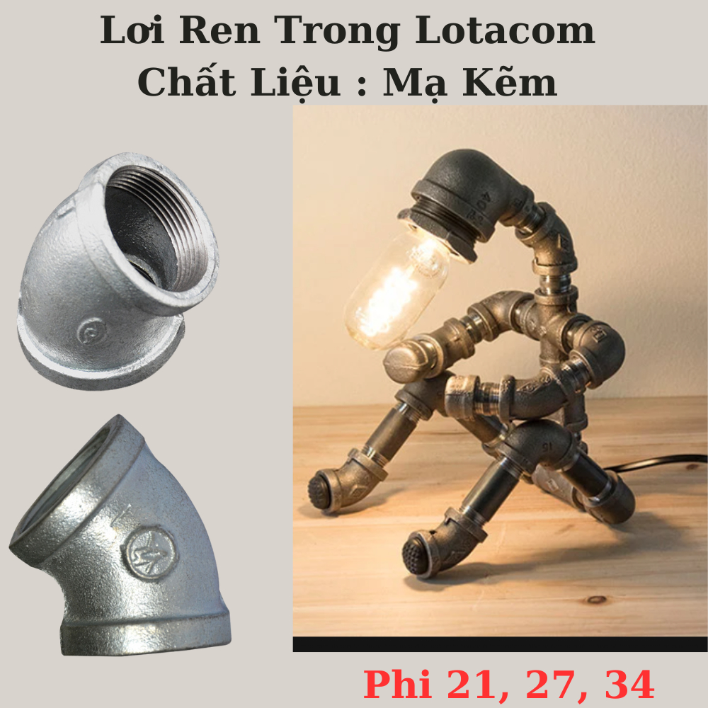 Co lơi Ren Mạ Kẽm Ren Trong Ống 21,27,34 Lotacom