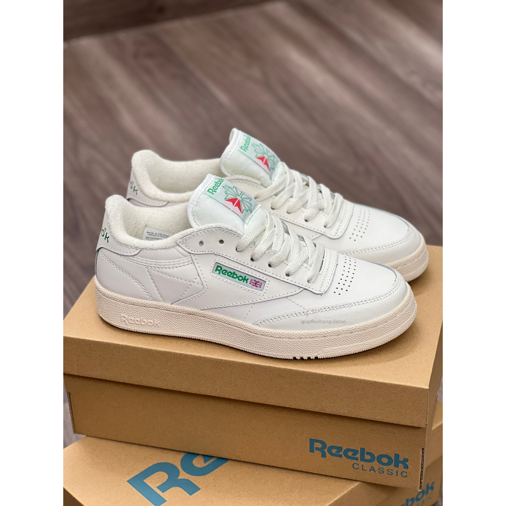 Giày Sneaker Reebok Club C 85 Vintage White Green Cao Cấp [FULLBOX BẢO VỆ]