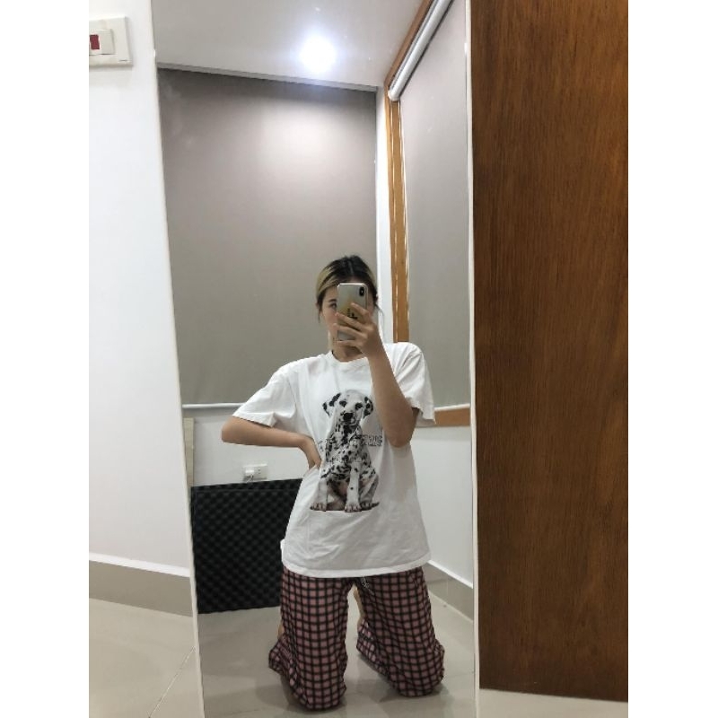 Quần kẻ ống rộng