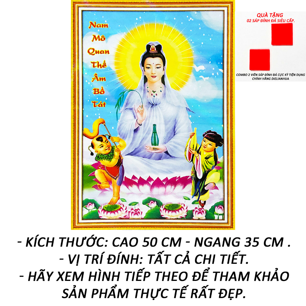 Tranh Đính Đá Phật - Quan Thế Âm Bồ Tát 142 - Tranh Minh Hiền (TỰ ĐÍNH ĐÁ)