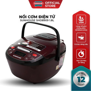 Nồi cơm điện tử 1.8L Sunhouse SHD8909 | Công suất 700W | Ruột nồi 5 lớp, phủ chống dính Whitford an toàn