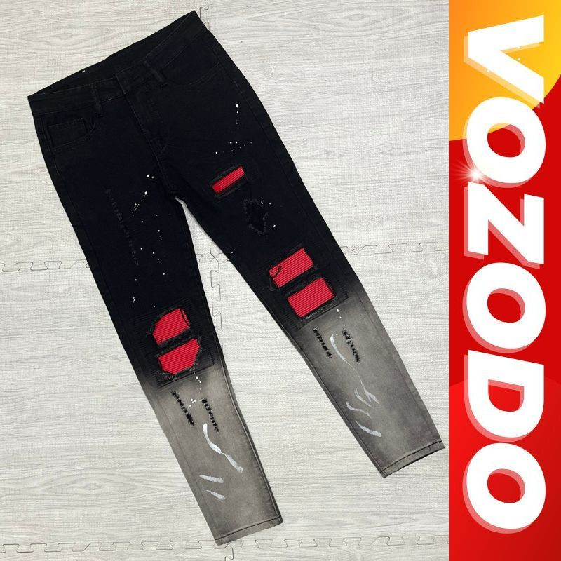 Quần jean nam màu đen loang vá da form skinny chất bò cao cấp co dãn 4 chiều, quần bò nam đẹp Vozodo 135 Nhiều Mẫu Mới