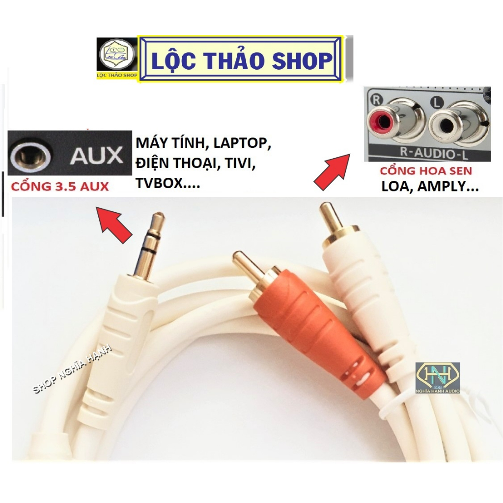 Cáp loa Jack 3.5 ra 2 đầu hoa sen dài 5M chính hãng Jstar