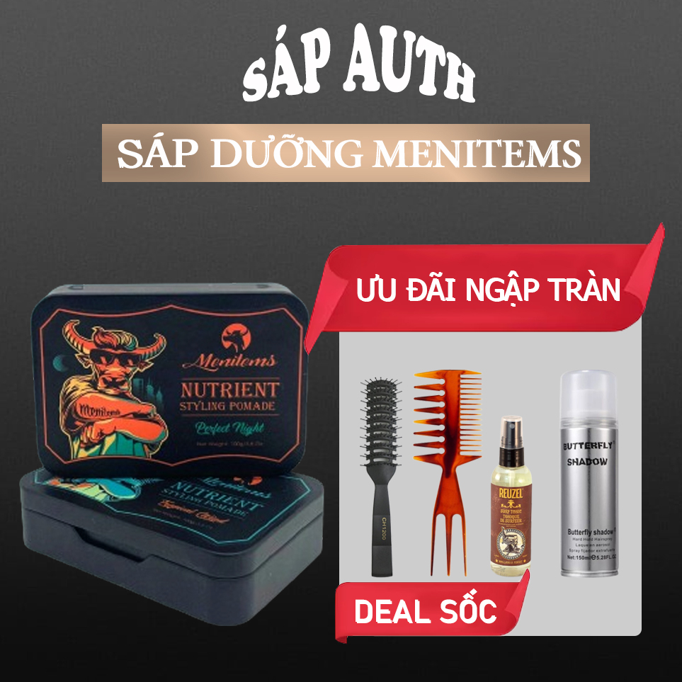 Sáp vuốt tóc Menitems, Sáp dưỡng tạo kiểu tự nhiên lên đến 16h, hương nước hoa lôi cuốn tặng lược - Chính hãng SÁP AUTH
