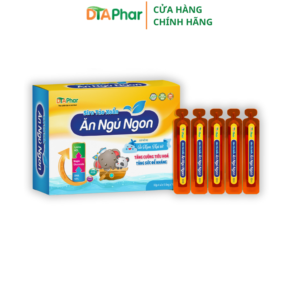 Siro uống Tảo Xoắn Ăn Ngủ Ngon DTAphar dành cho trẻ em Hộp 20 ống