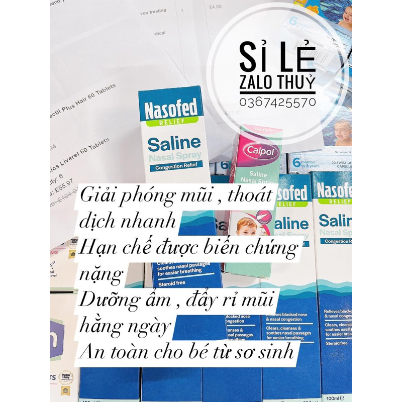 Xịt mũi Nasofed Saline Nasal Spray cho bé sơ sinh + người lớn