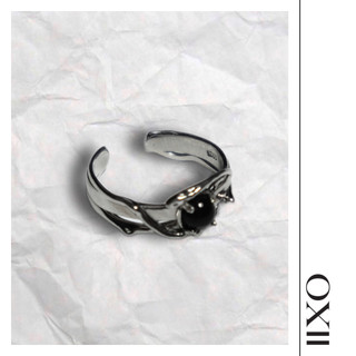 Nhẫn bạc - locked stone - mặt đá phong cách minimalism - iixo studio
