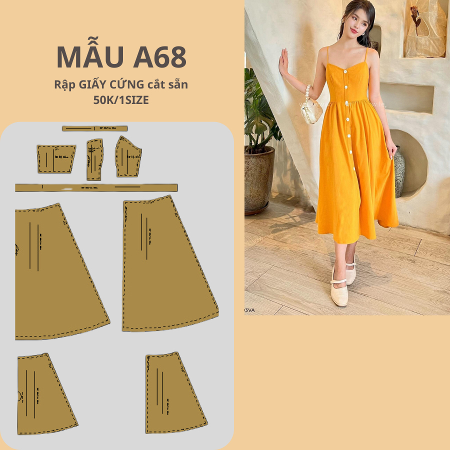 RẬP GIẤY CỨNG CẮT SẴN VÁY A68