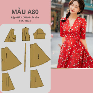Rập giấy cứng cắt sẵn váy xoè a80