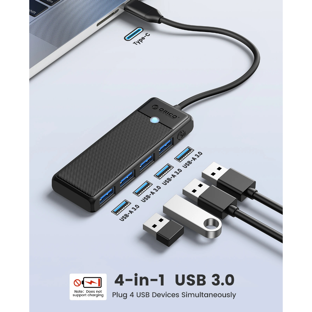 Bộ chia Hub USB TypeC 1 ra 4 cổng USB 3.0 ORICO PAPW4A-C3 - Hàng Chính Hãng