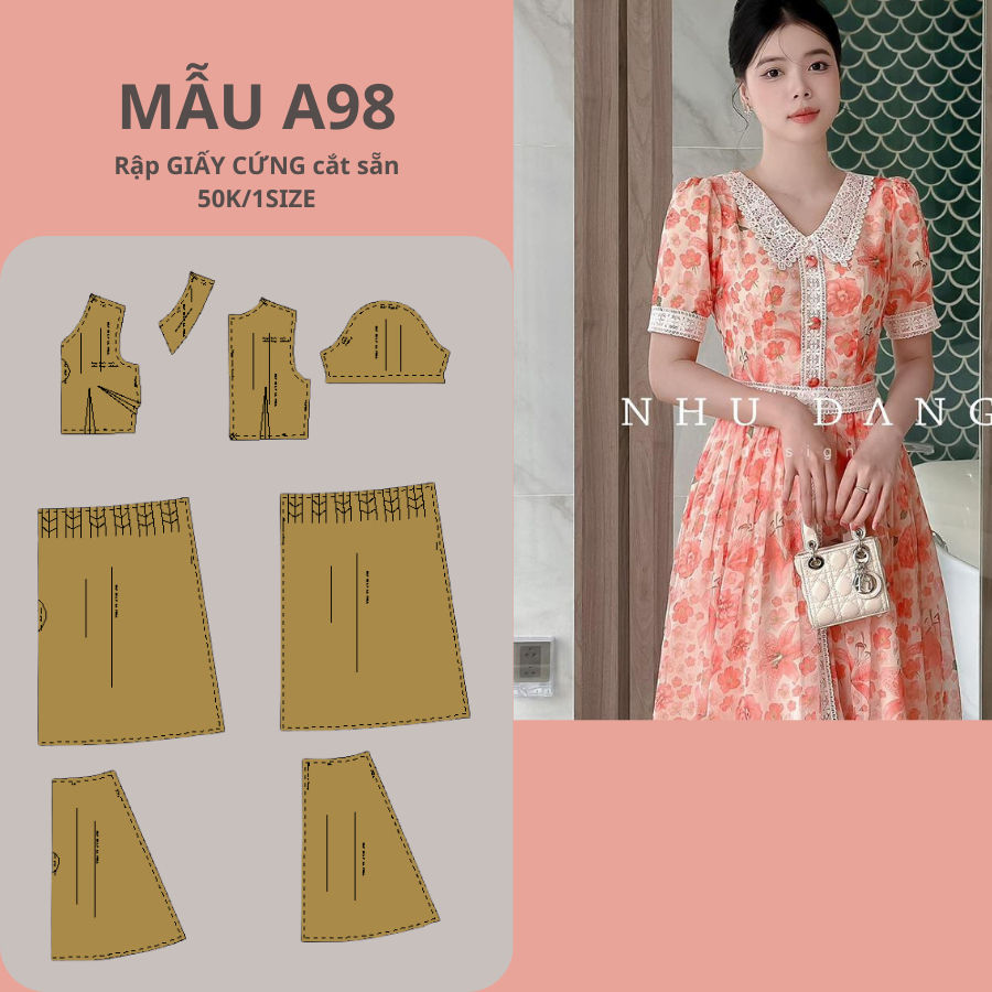 Rập Giấy Cứng Cắt Sẵn Dễ Sử Dụng Váy A98