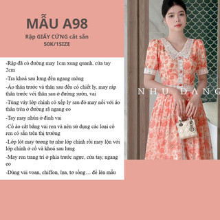 Rập Giấy Cứng Cắt Sẵn Dễ Sử Dụng Váy A98