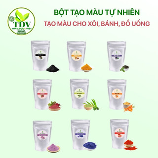 100g Bột tạo màu thực phẩm, 100% tự nhiên, nguyên chất, dùng nấu xôi làm bánh: Gấc, lá nếp, cẩm tím, dành dành