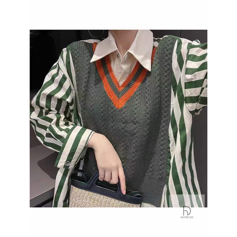 Áo sơ mi kẻ pha len hàng QCL1