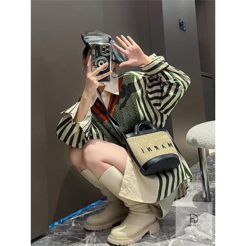 Áo sơ mi kẻ pha len hàng QCL1