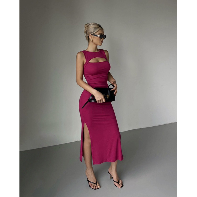 Order 15 ngày-Đầm body thun xẻ tà hai bên #757