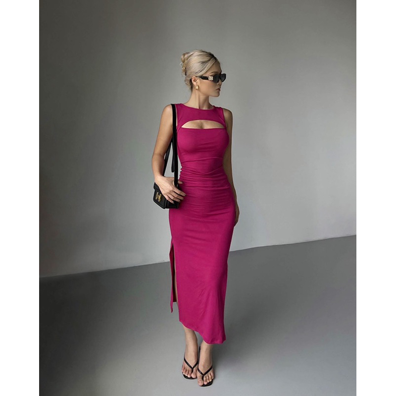 Order 15 ngày-Đầm body thun xẻ tà hai bên #757