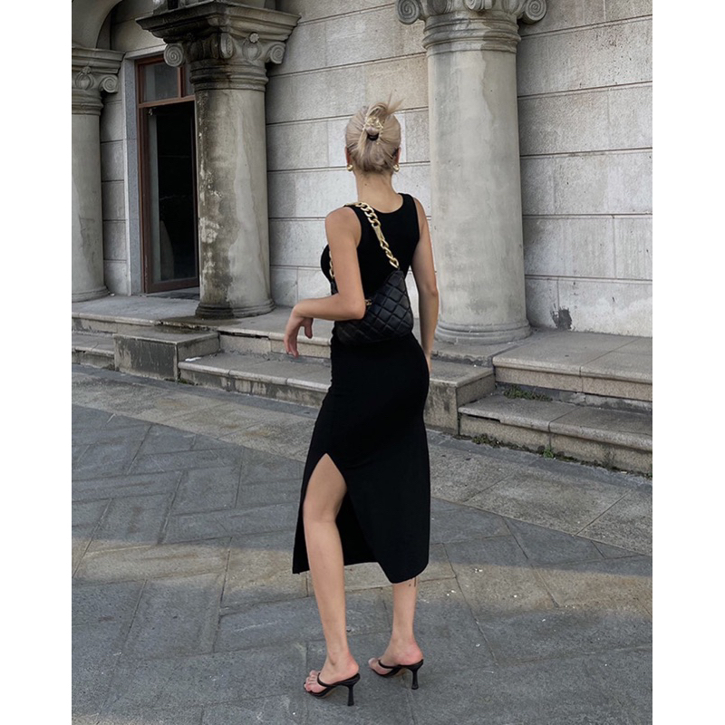 Order 15 ngày-Đầm body thun xẻ tà hai bên #757