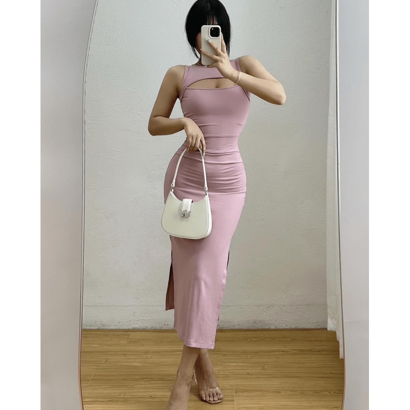 Order 15 ngày-Đầm body thun xẻ tà hai bên #757