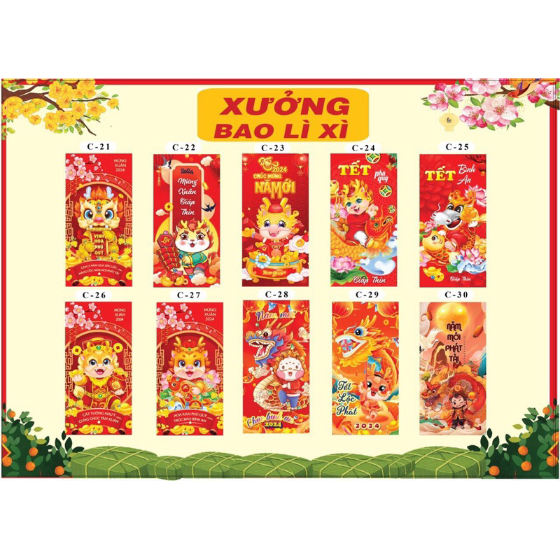 50 bao lì xì đẹp xuất sắc tại shop, bao lì xì tết 2024 ,giá sỉ