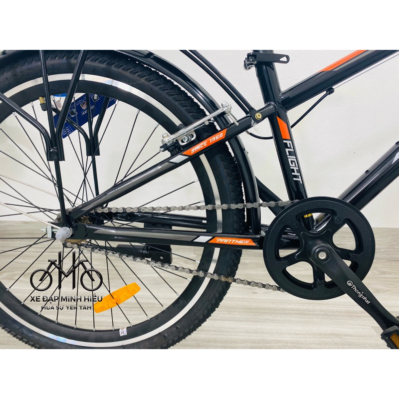 Xe đạp thể thao MTB Thống Nhất cao cấp đen cam siêu bền dễ size 24 inch