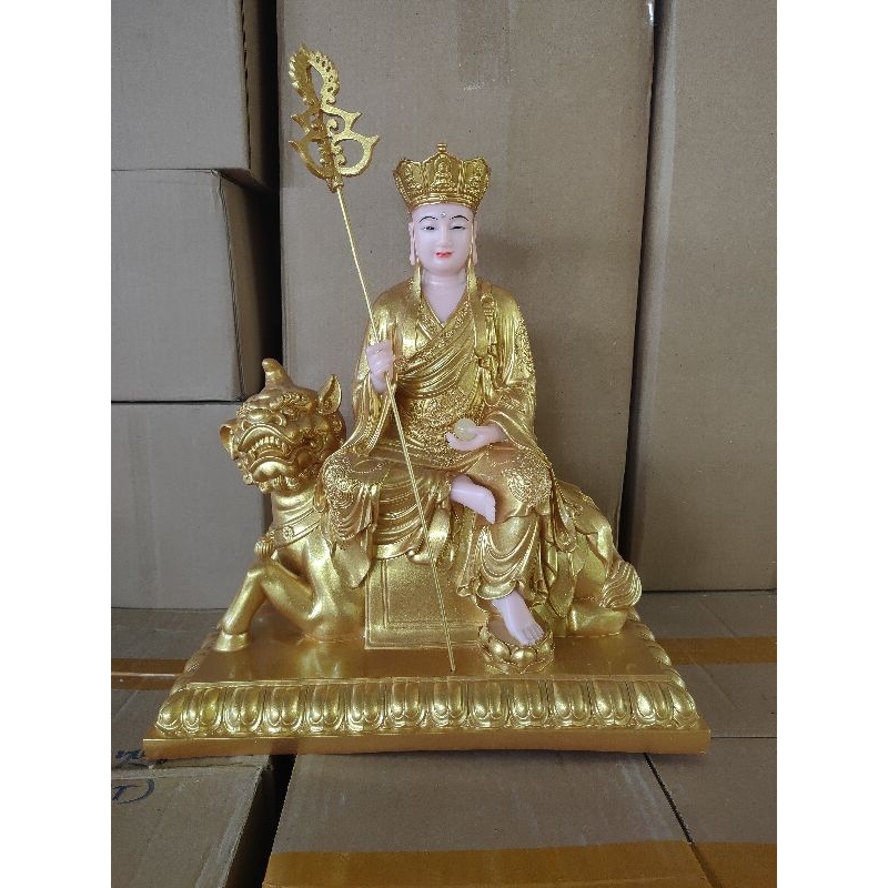 Tượng Địa Tạng cưỡi Đế Thính cao 40cm