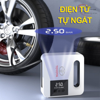 Máy bơm lốp oto xe hơi đồng hồ điện tử tự ngắt Toyota, bơm cầm tay ô tô xe máy cao cấp -Phụ kiện chăm sóc lốp và bánh xe