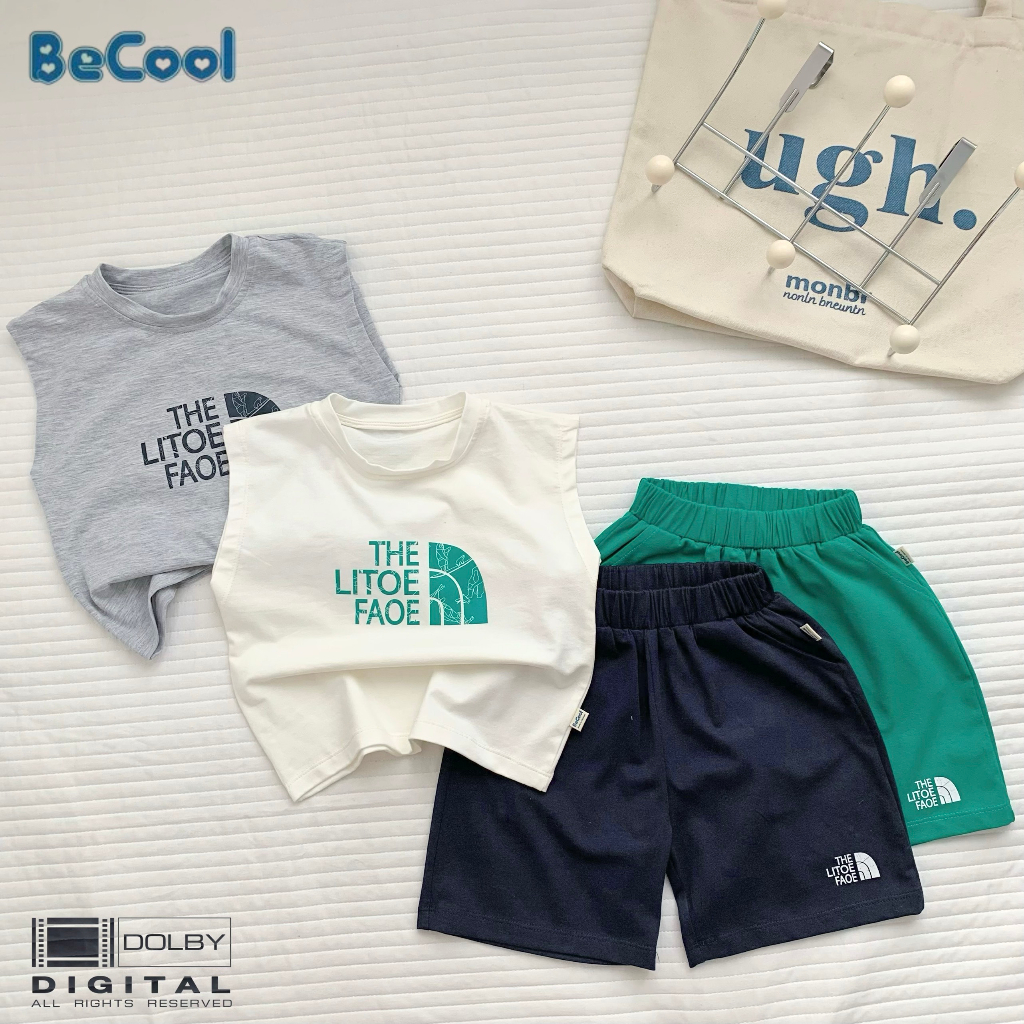 Đồ Bộ Bé Trai Chữ G Chất Cotton Co Dãn 4C Cao Cấp, Bộ Ba Lỗ Sát Nách Cho Bé Từ 6-27kg