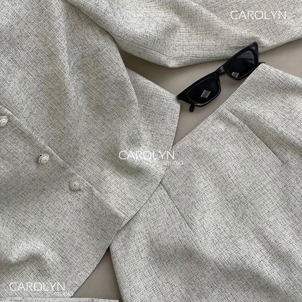 Set áo vest và chân váy tweed Carolyn KYLA