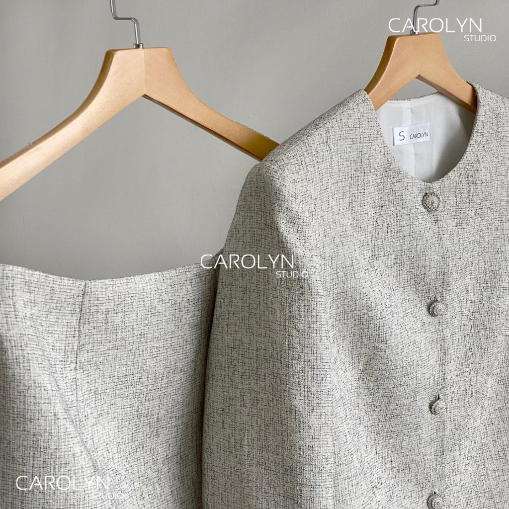 Set áo vest và chân váy tweed Carolyn KYLA