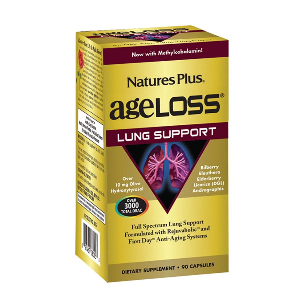 Viên Uống Bổ Phổi Nature's Plus Ageloss Lung Support Giúp Phục Hồi Và Bảo Vệ Hệ Hô Hấp (Hộp 90 Viên)