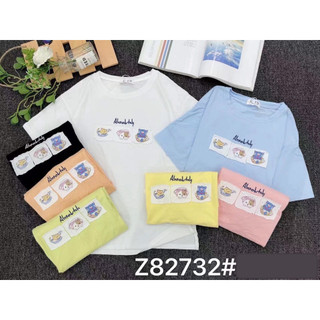 Áo thun nữ tay ngắn cổ tròn thêu hình 3 con vật hàng Quảng Châu chất cotton, áo phông mùa hè form vừa chất mát 82732