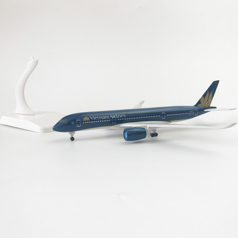 Đồ chơi mô hình máy bay Vietnam Airlines Airbus A350 KAVY bằng hợp kim nguyên khối có chân đế dài 20cm