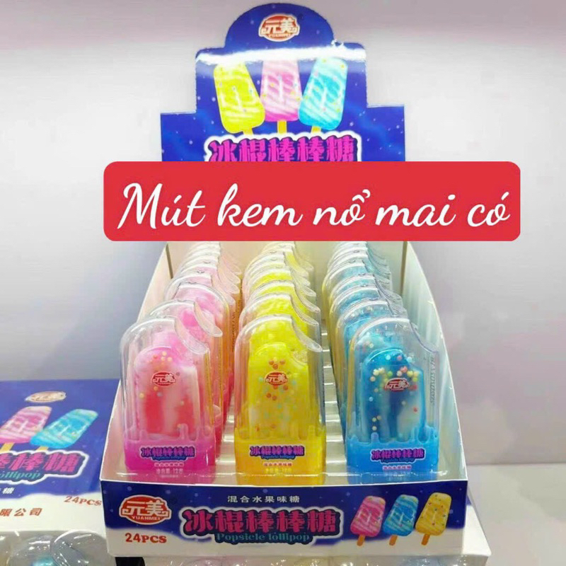 hộp 24 chiếc kẹo mút kem nổ