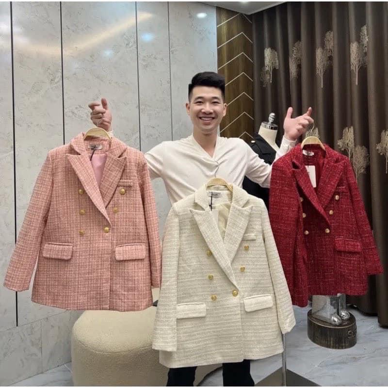 Áo Dạ nhung nhũ dành cho các nàng tiểu thư, áo khoác dạ tweed nữ siêu xinh Moonyhanoi 221 TP