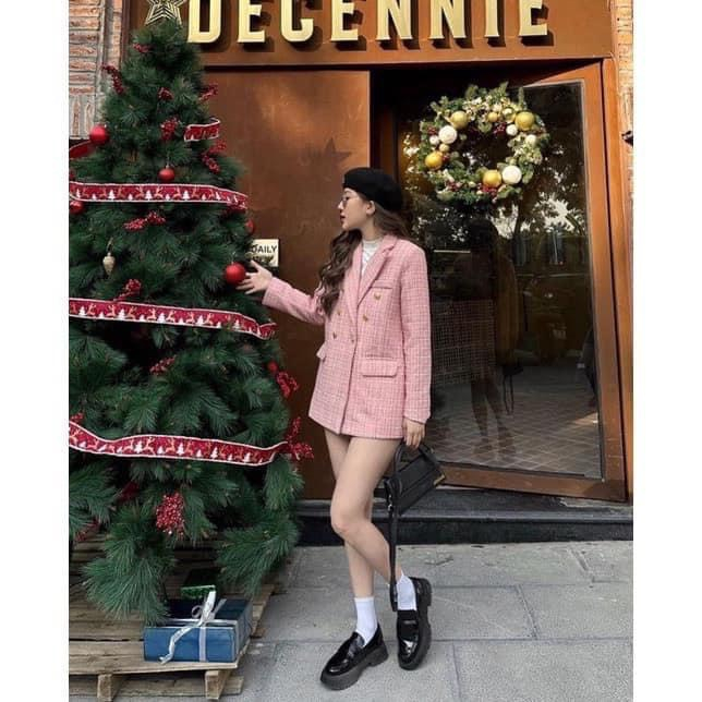 Áo Dạ nhung nhũ dành cho các nàng tiểu thư, áo khoác dạ tweed nữ siêu xinh Moonyhanoi 221 TP