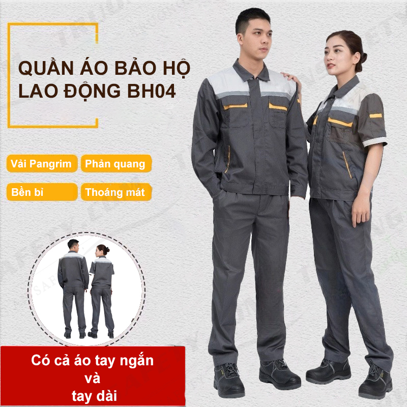 Quần Áo Bảo Hộ Lao Động BH04 - Vải Pangrim Hàn Quốc - Có 2 Túi Hộp - Thoáng Mát, Thấm Hút Mồ Hôi Tốt