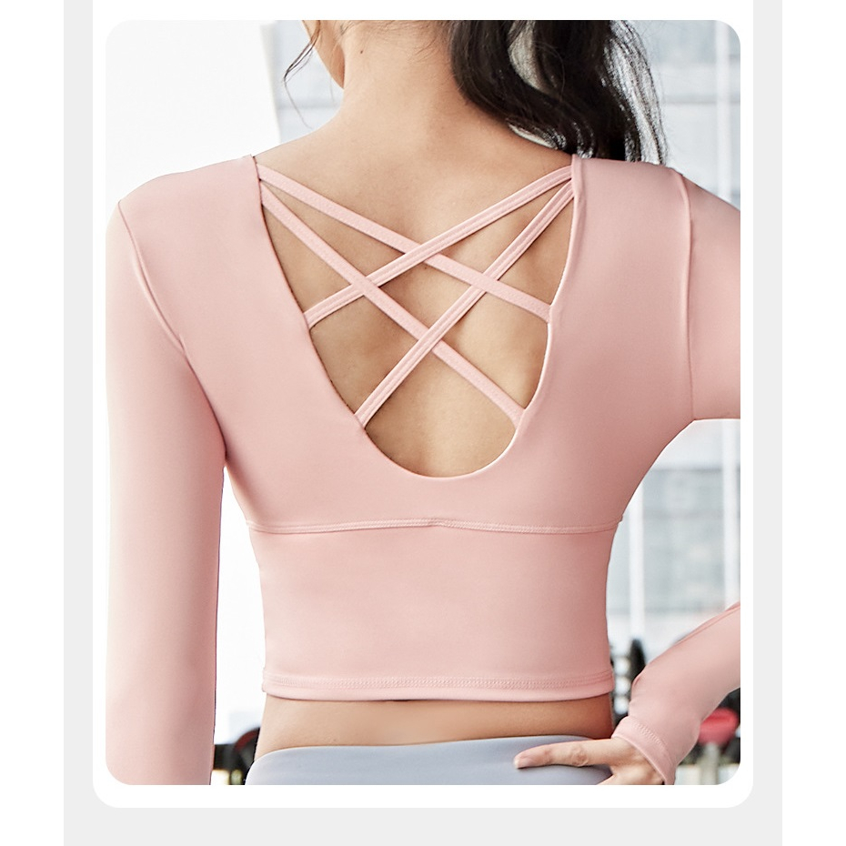 Bộ đồ tập Yoga Gym nữ áo dài tay sẵn đệm mút liền, Set đồ thể thao tập Gym Yoga, chạy bộ, đạp xe nữ vải thun lạnh tôn dá