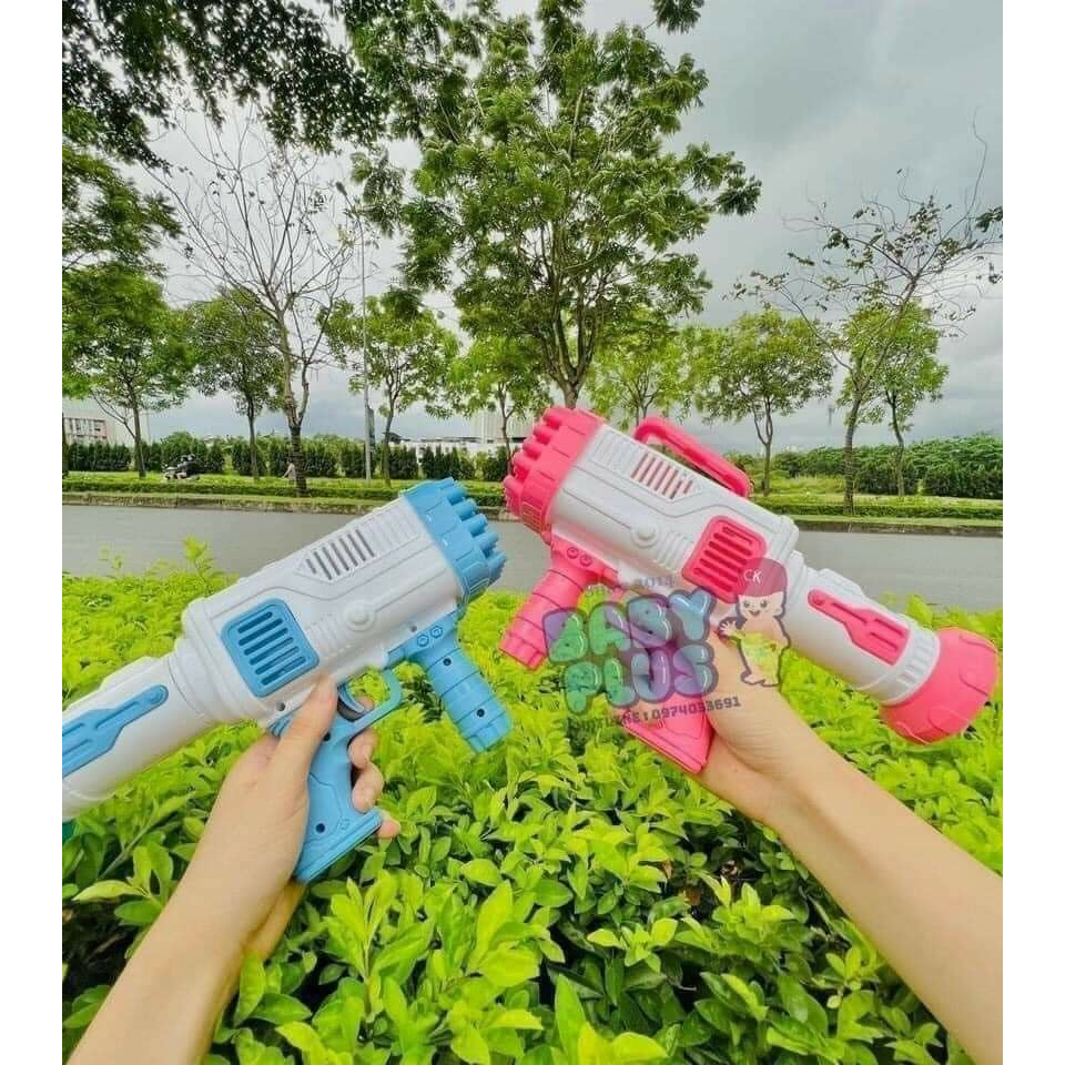 Đồ Chơi Súng Bắn Bong Bóng Xà Phòng 32 Nòng Loại Lớn Siêu Mạnh Cho Bé Tặng Kèm Pin Và Gói Xà Bông
