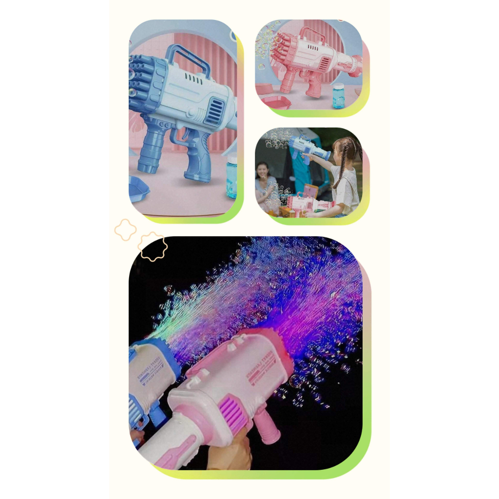 Đồ Chơi Súng Bắn Bong Bóng Xà Phòng 32 Nòng Loại Lớn Siêu Mạnh Cho Bé Tặng Kèm Pin Và Gói Xà Bông