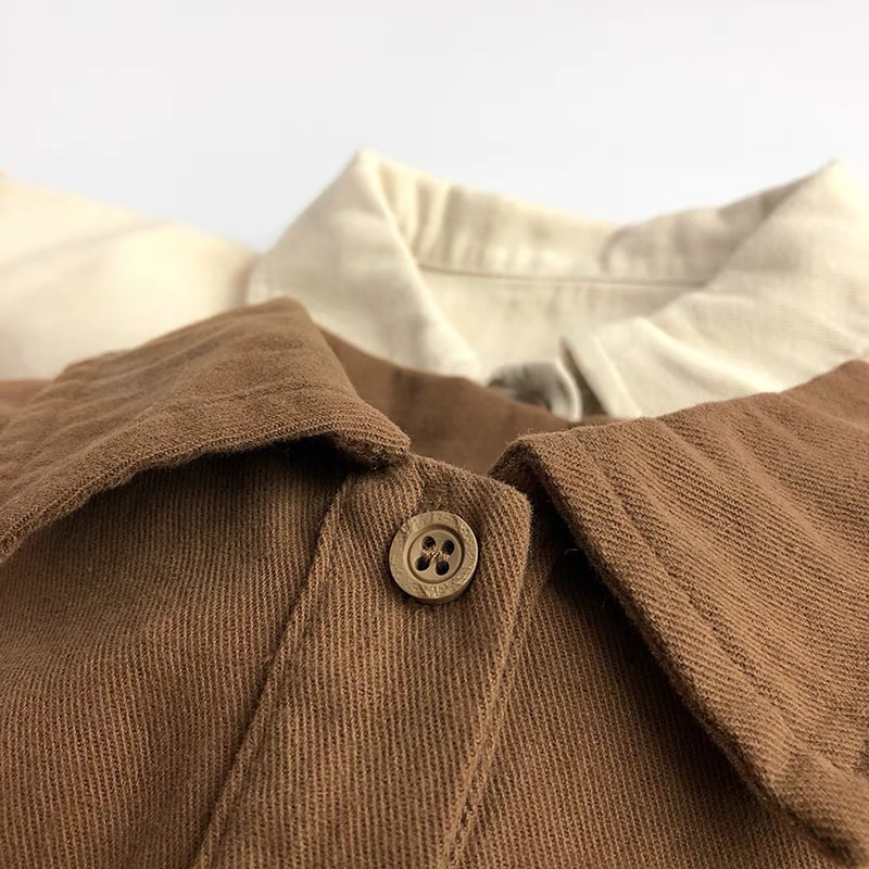 Áo sơ mi 2 túi tròn rộng style Hàn Quốc dành cho bé gái bé trai size 80-130