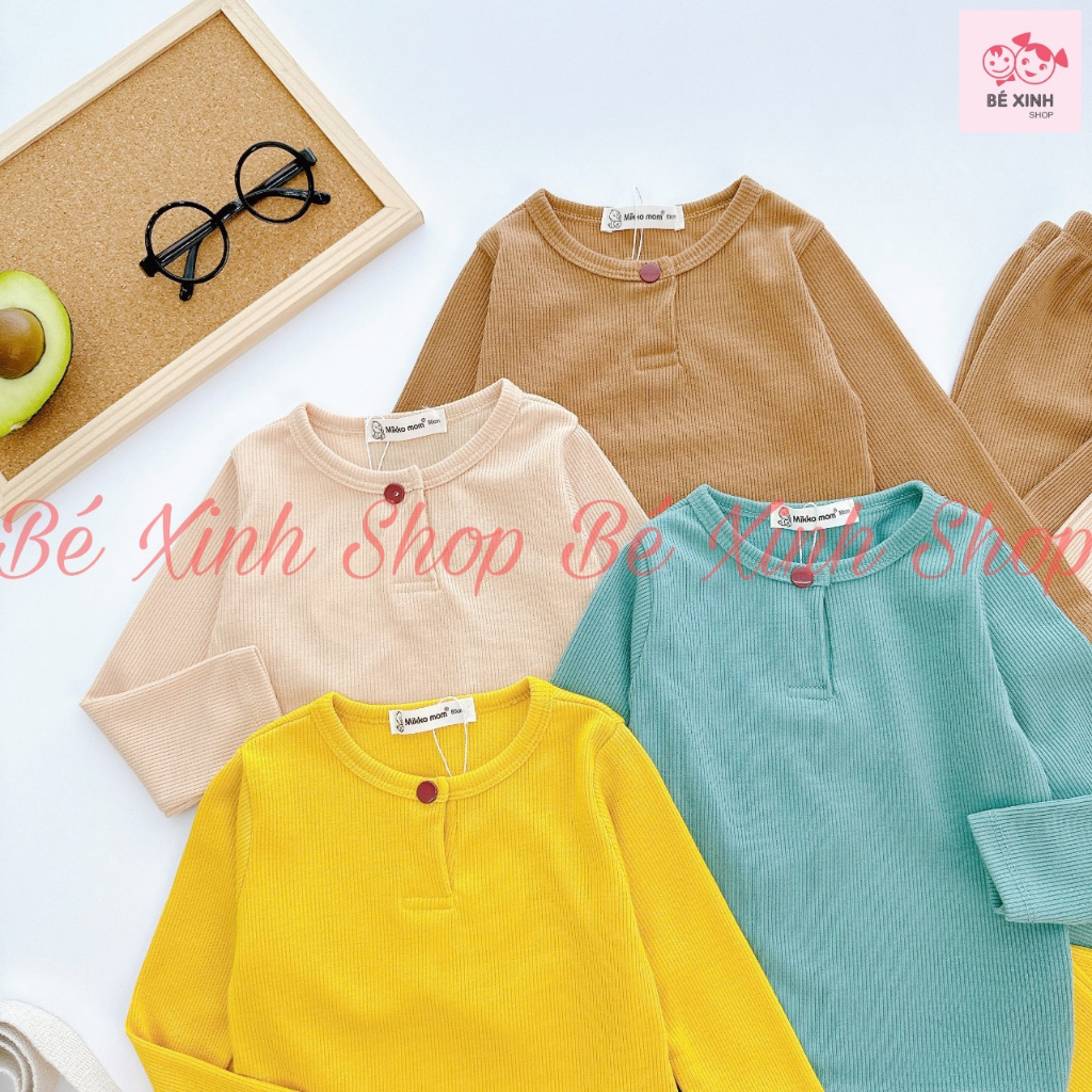 Bộ gân tăm thun tăm cho bé gái bé trai dài tay 6-17kg  Quần áo mùa thu đông gân thun tăm cho bé gái trai