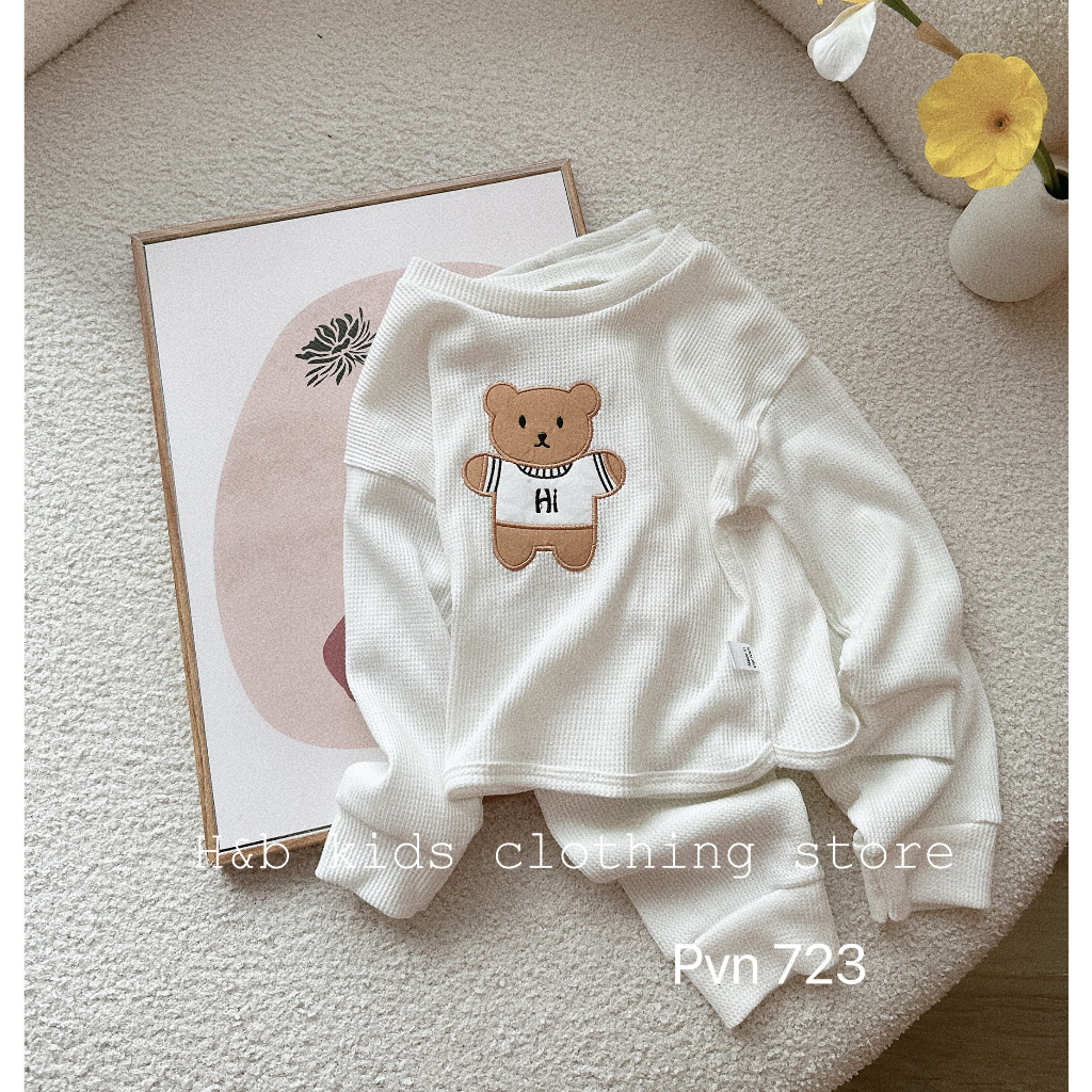 Bộ Dài Tay Chất Tổ Ong 3 Màu Cực Đẹp Cho Bé Trai Bé Gái