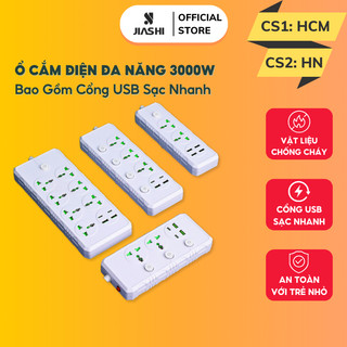 Ổ cắm điện đa năng JIASHI có 2-7 lỗ cắm trọng tải 3000W, sạc nhanh cho điện thoại, an toàn cho trẻ em - OCD03