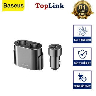 Bộ Chia Tẩu Sạc Trên Xe Ô Tô Ra Cổng Baseus (CRDYQ) 12 V-24V Tích Hợp 2 Cổng USB Sạc Nhanh Công Xuất 100w Dây 60cm