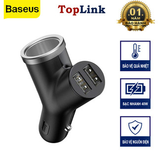 Củ Sạc Trên Ô Tô Baseus CCALL-YX 3 Trong 1 Có 2 Cổng USB Sạc Cho Điện Thoại Và 1 Cổng Tẩu 12V Sạc 3 Thiết Bị Cùng Lúc