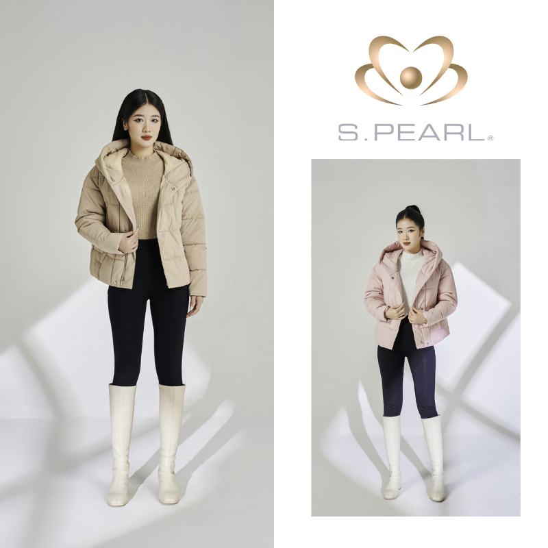 Áo khoác phao nữ SPEARL 3 lớp dáng ngắn nhiều màu giữ ấm tốt 2180JW021