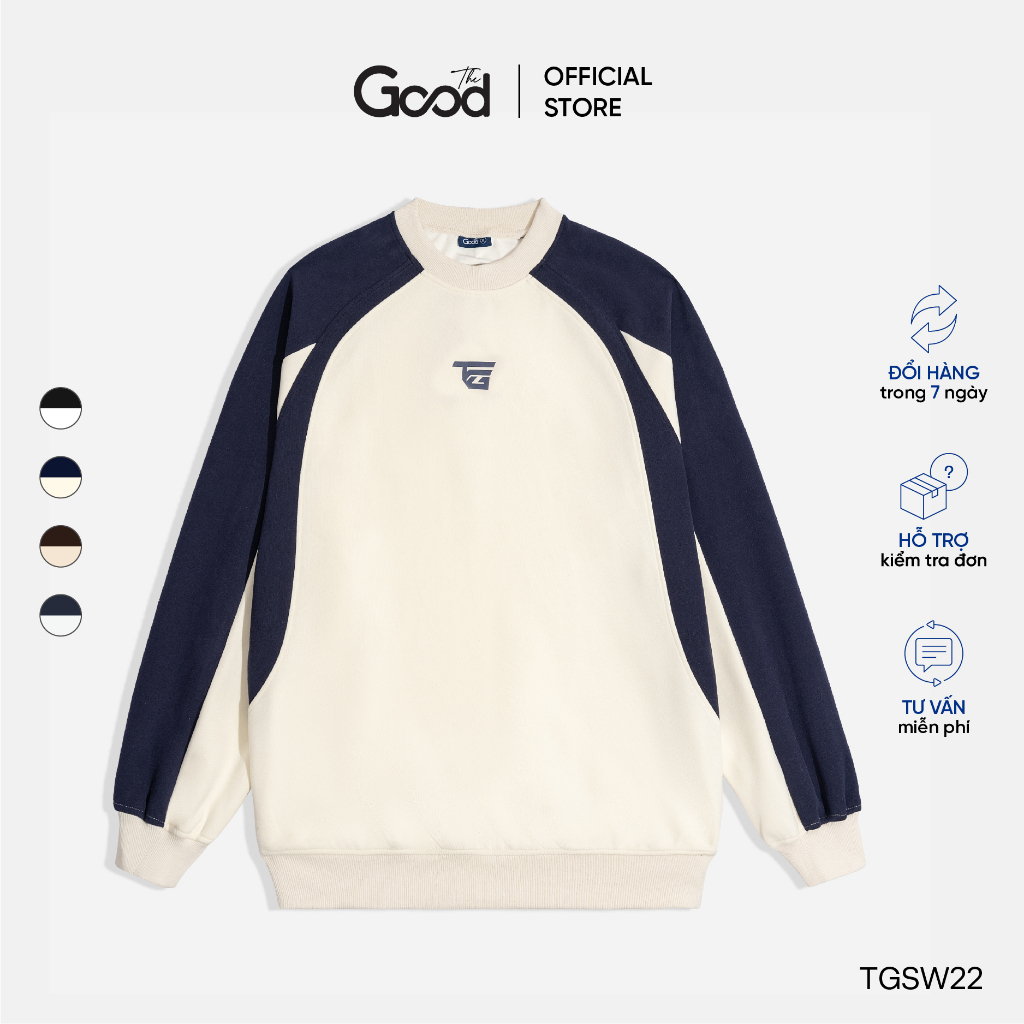 Áo Sweater THE GOOD Raglan, Áo Nỉ Sweater Form Rộng Phối Màu
