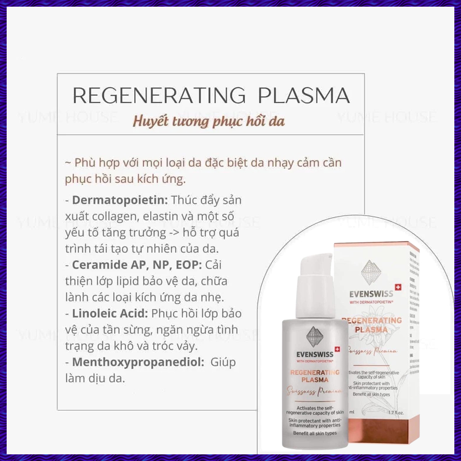 MẪU MỚI] HUYẾT TƯƠNG PHỤC HỒI DA TREATMENT EVENSWISS PLASMA
